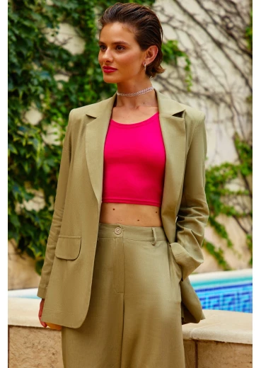 Marynarka z lnu w kolorze khaki