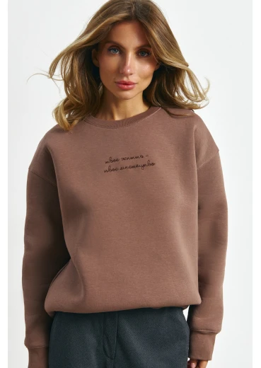 Bluza z dzianiny ocieplana mokka