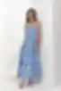  Sukienka maxi z V-neck jedwab tkanina odcinkowa niebieskie kwiaty na mlecznym