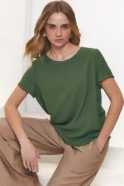 Koszulka eko len khaki
