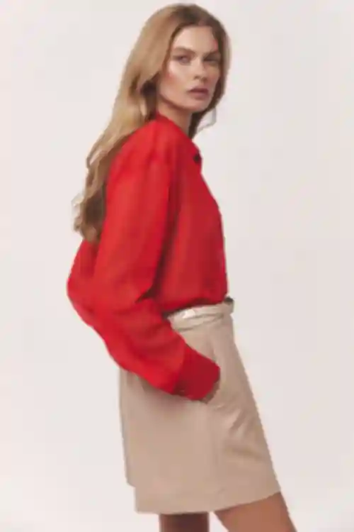 Bluzka przezroczysta szyfon czerwona