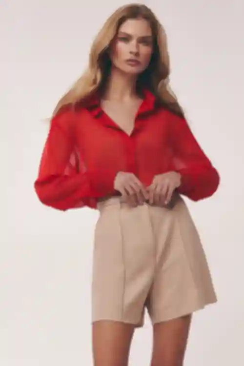 Bluzka przezroczysta szyfon czerwona