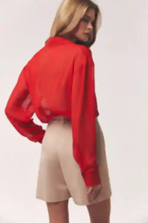 Bluzka przezroczysta szyfon czerwona