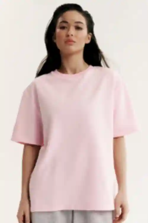 Koszulka oversize dzianina różowa