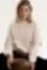 Longsleeve z rozcięciami na rękawach dzianina beżowy
