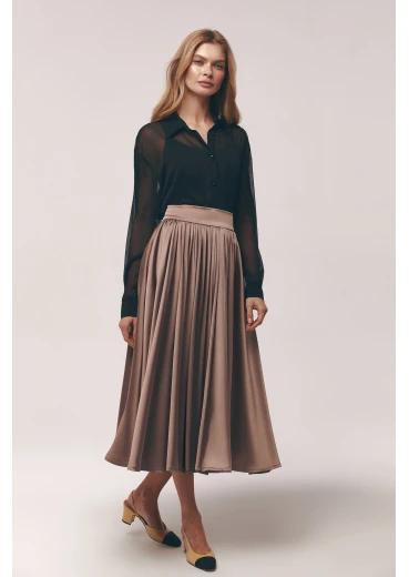Spódnica midi obszerna satyna cappuccino