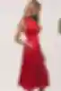 Sukienka midi z puszystą spódnicą satyna czerwona