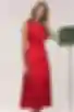 Sukienka midi z puszystą spódnicą satyna czerwona