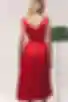 Sukienka midi z puszystą spódnicą satyna czerwona