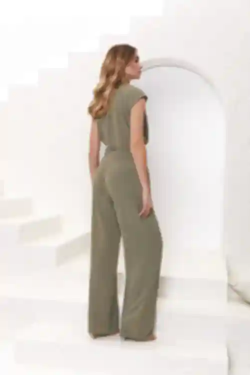 Kombinezon z paskiem wiskoza khaki