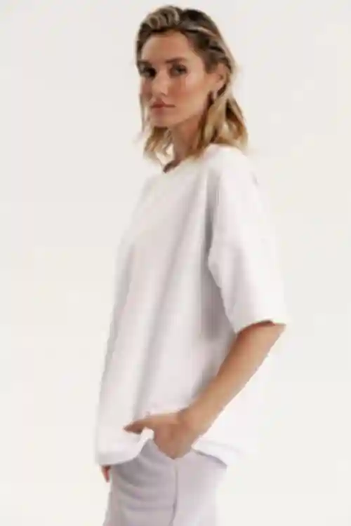 Koszulka oversize dzianina biała