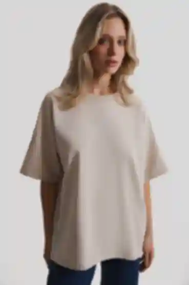 Koszulka oversize dzianina beżowa