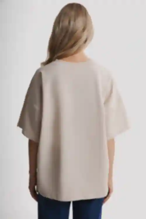 Koszulka oversize dzianina beżowa