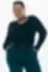 Longsleeve z asymetrycznym dekoltem dzianina сiemnoniebieski duży rozmiar