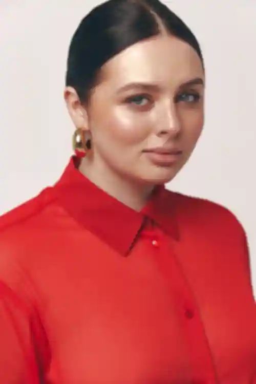 Bluzka przezroczysta szyfon czerwona duży rozmiar