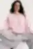 Bluza o luźnym kroju V-neck dzianinowa różowa duży rozmiar