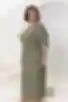 Sukienka midi z krótkim rękawem wiskoza w kolorze khaki duży rozmiar