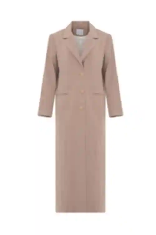 Płaszcz oversize maxi w jodełkę w kolorze latte
