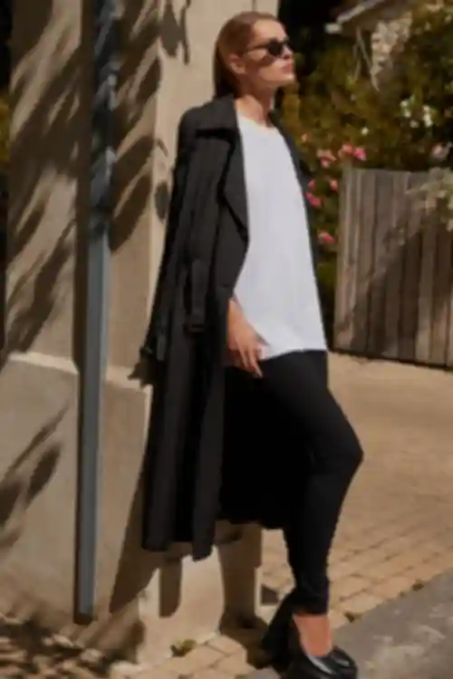 Trench oversize midi bawełna w kolorze czarnym