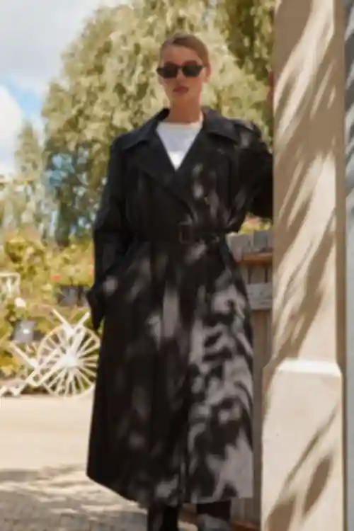 Trench oversize midi bawełna w kolorze czarnym