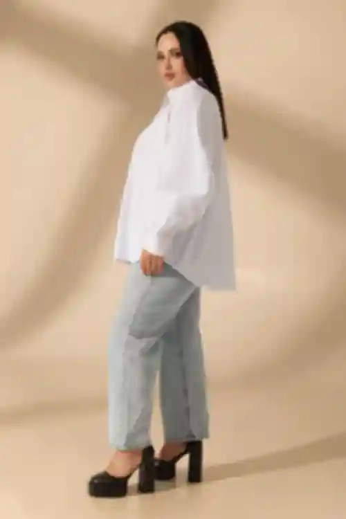 Oversize koszulka w kolorze białym z bawełny, duży rozmiar