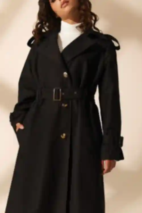 Trench oversize midi bawełna w kolorze czarnym
