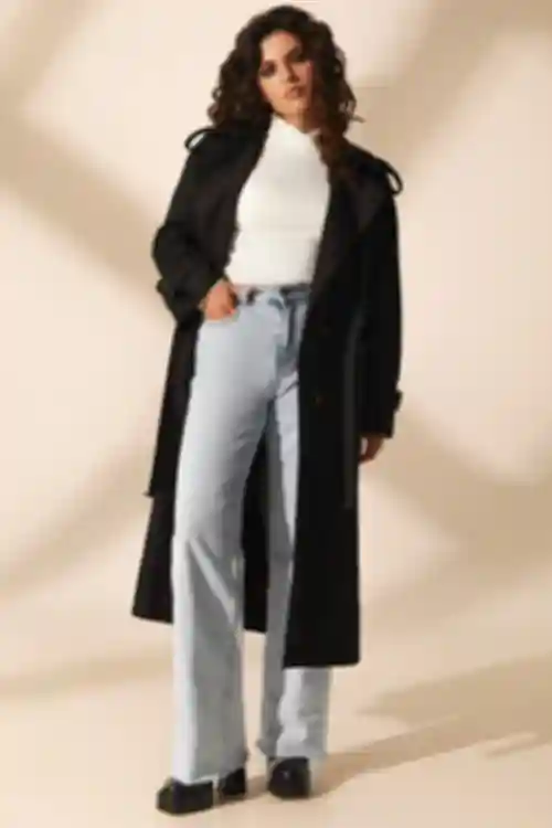 Trench oversize midi bawełna w kolorze czarnym