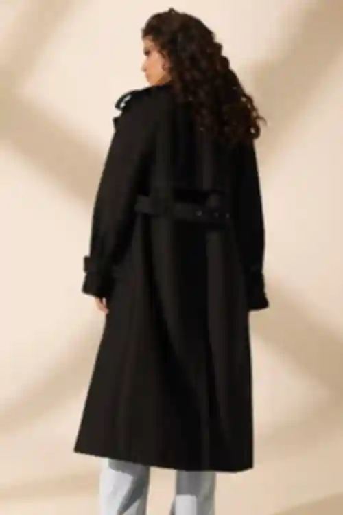 Trench oversize midi bawełna w kolorze czarnym