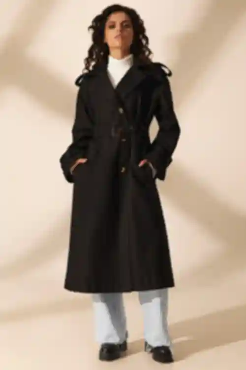 Trench oversize midi bawełna w kolorze czarnym