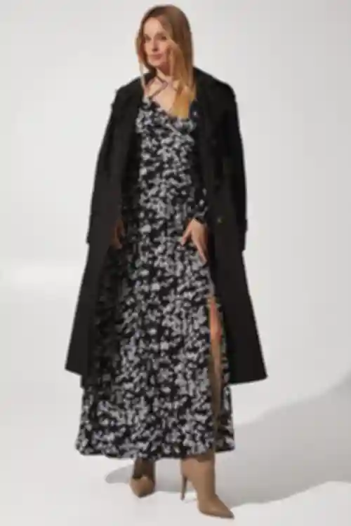 Trench oversize midi bawełna w kolorze czarnym