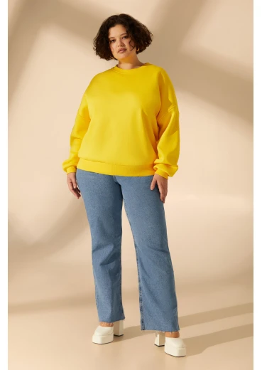 Bluza z dzianiny w kolorze żółtym, duży rozmiar