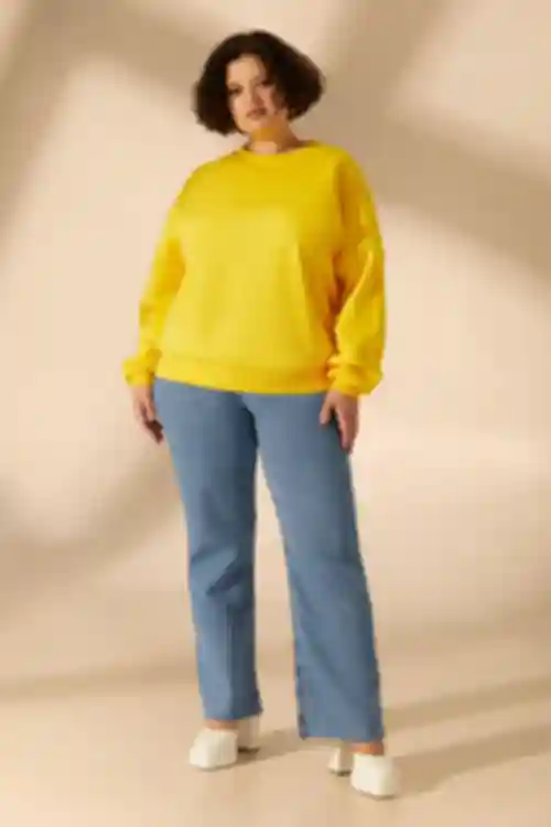 Bluza z dzianiny w kolorze żółtym, duży rozmiar